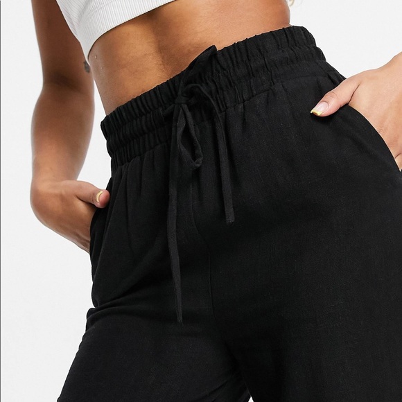 ASOS Petite Linen Relaxed Tapered Pants - Picture 3 of 4